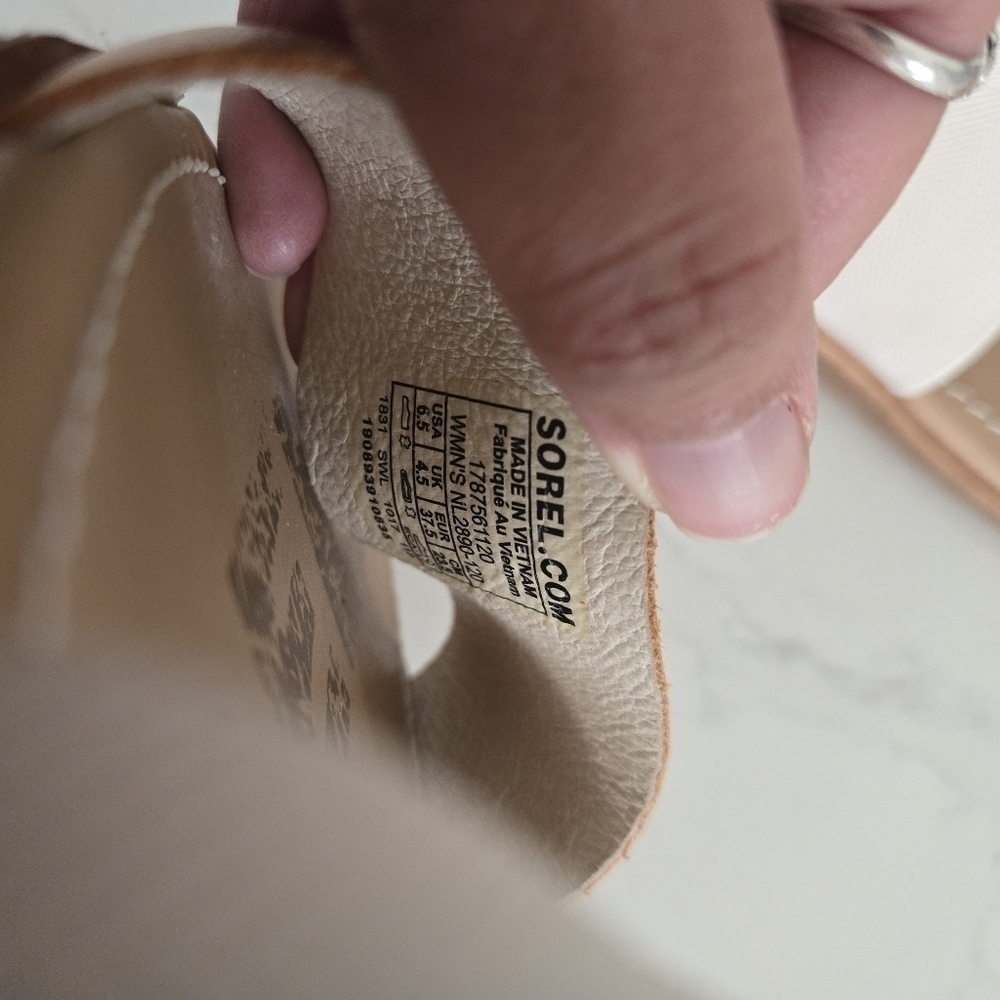 Sorel Ella Elastic Ankle Strap Gladiator Sandal Rose Gold Metallic Leather 6.5 - Picture 2 of 6